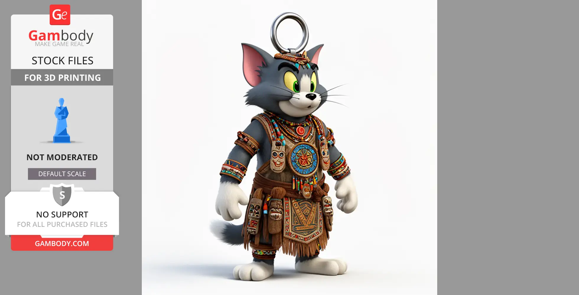 Tom Cat Shaman Ring Figure - Mashup Figure STL