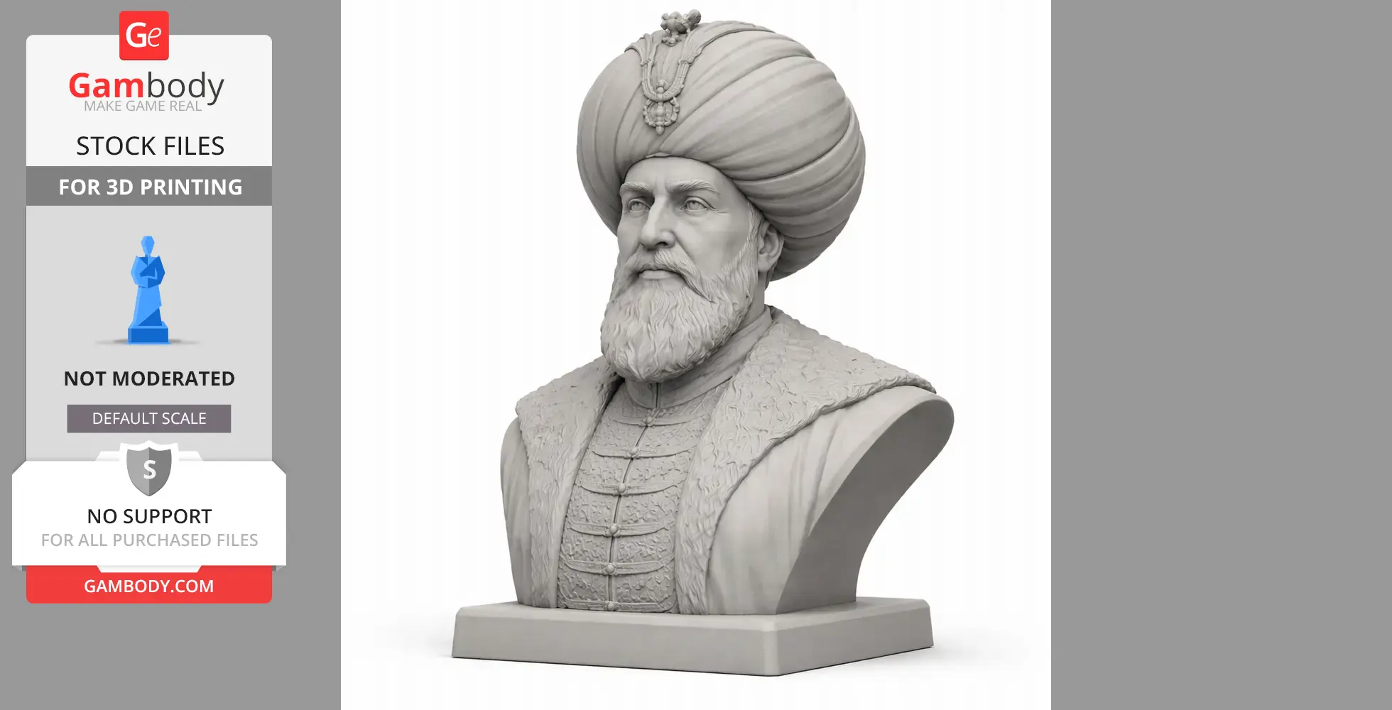 Suleiman the Magnificent Bust - Historical Warrior STL