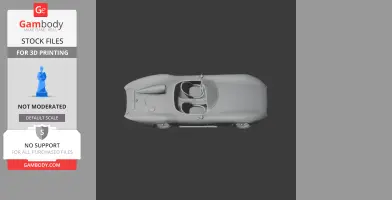 Top view of a detailed, gray Bandini Automobili 3D model vehicle for printing.