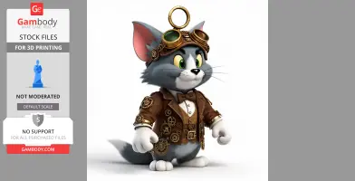 Tom Cat Steampunk Ring Figure - Mashup Figure STL