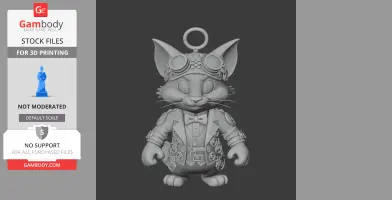 Tom Cat Steampunk Ring Figure - Mashup Figure STL