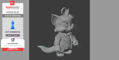 Tom Cat Steampunk Ring Figure - Mashup Figure STL