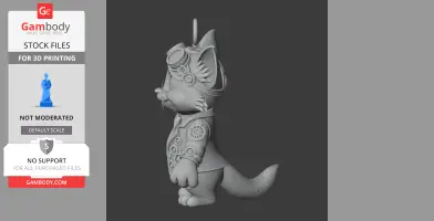 Tom Cat Steampunk Ring Figure - Mashup Figure STL