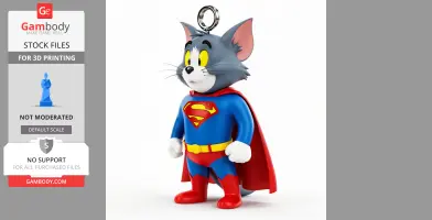 Tom Cat Superman Ring Figure - Mashup Figure STL