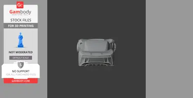 3D model of a sleek, aerodynamic car body viewed from the front, designed for 3D printing.