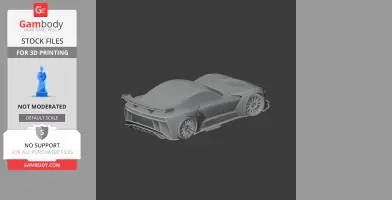 3D model of a sleek, futuristic sports car with detailed wheels and aerodynamic design.