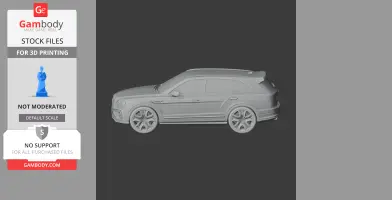 Detailed 3D model of a Bentley Bentayga SUV in side view, ready for 3D printing.