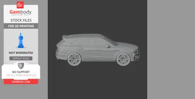3D model of a Bentley Bentayga SUV for printing, shown in profile view on a dark background.