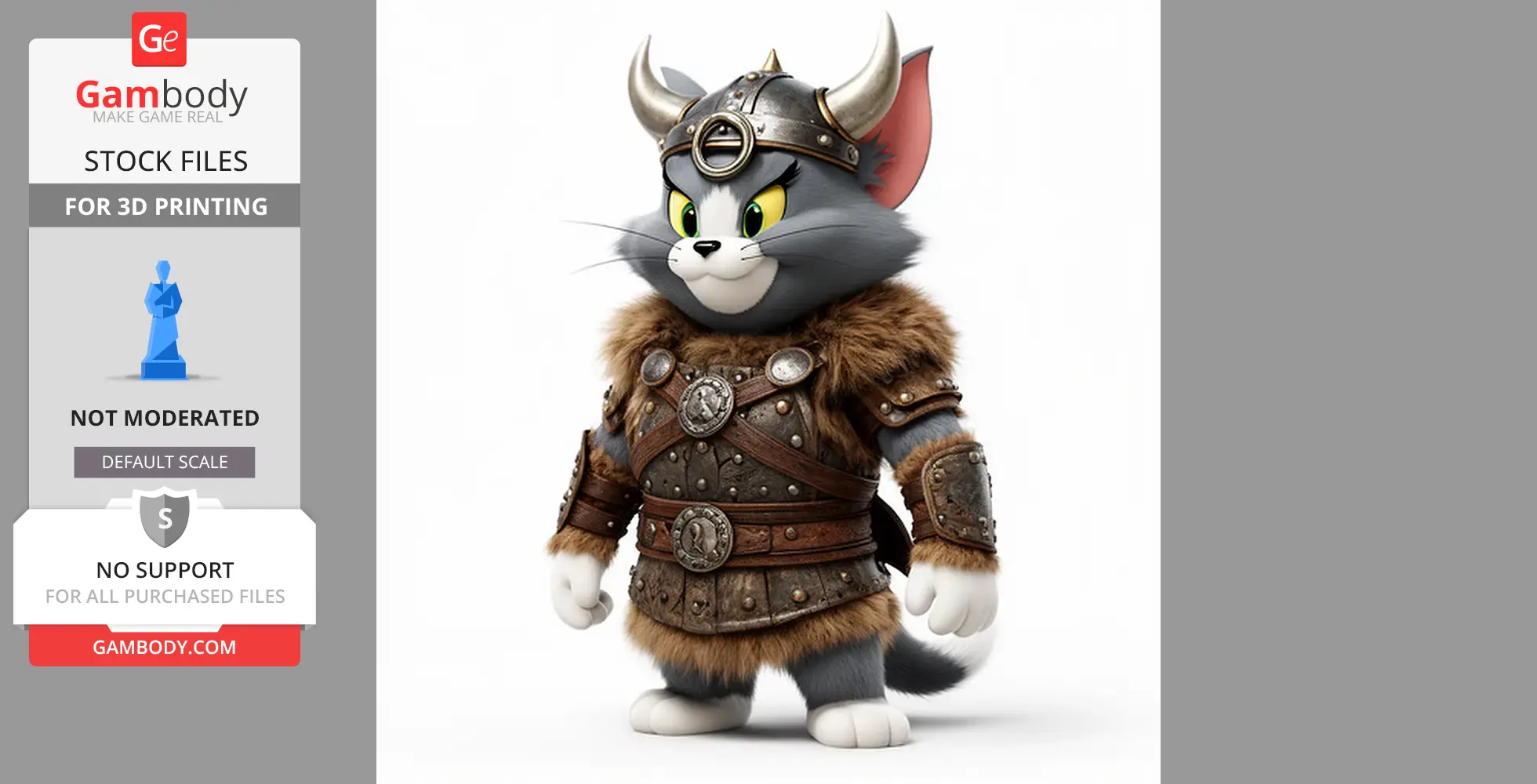 Tom Cat Viking Ring Figure - Mashup Figure STL