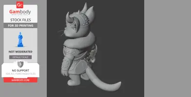 Tom Cat Viking Ring Figure - Mashup Figure STL