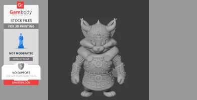 Tom Cat Viking Ring Figure - Mashup Figure STL