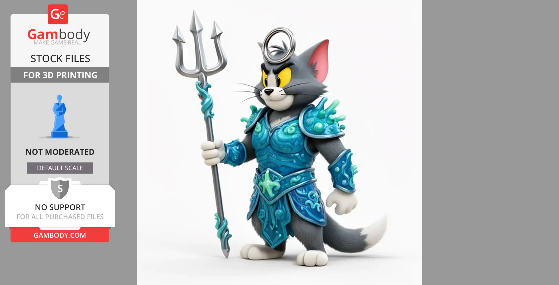 Tom Cat Poseidon Ring Figure - Mashup Figure STL