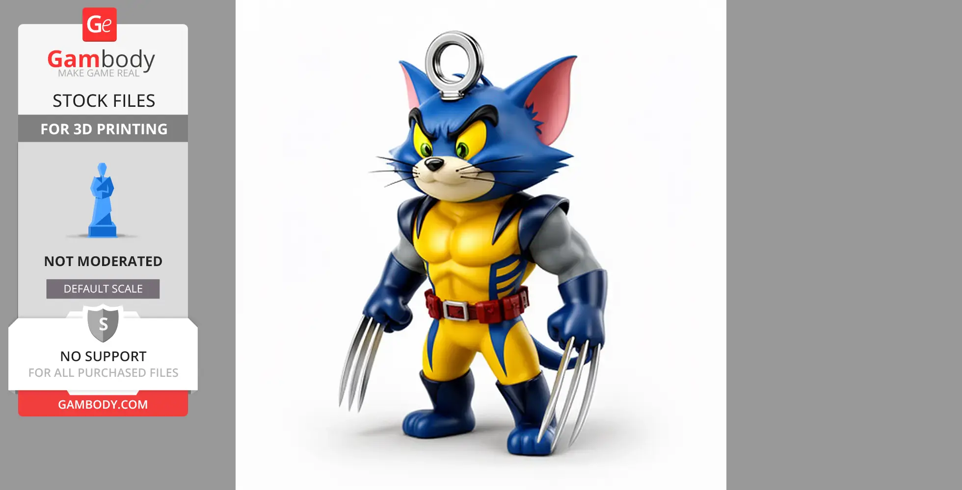 Tom Cat Wolverine Ring Figure - Mashup Figure STL