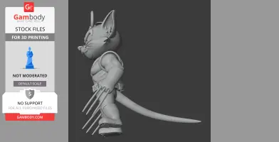 Tom Cat Wolverine Ring Figure - Mashup Figure STL