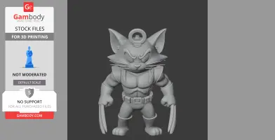 Tom Cat Wolverine Ring Figure - Mashup Figure STL