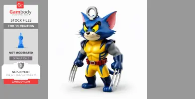 Tom Cat Wolverine Ring Figure - Mashup Figure STL