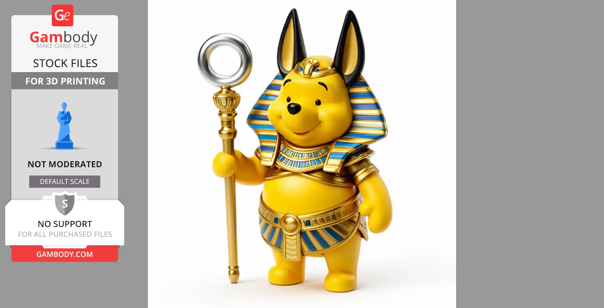 Winnie the Pooh Anubis Ring Figure - Mashup Figure STL