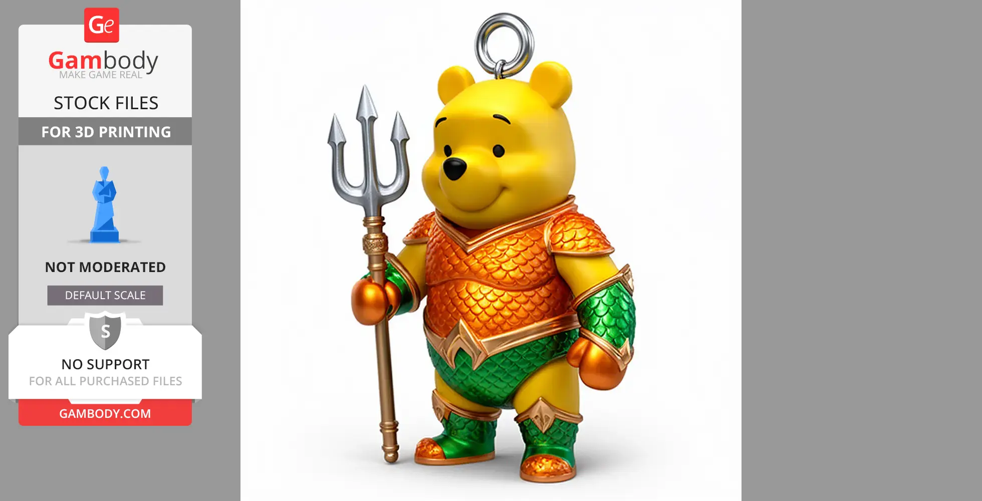 Winnie the Pooh Aquaman Ring Figure - Mashup Figure STL