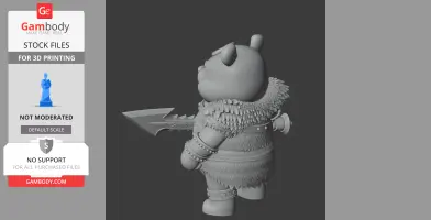 Winnie the Pooh Barbarian Ring Figure - Mashup Figure STL
