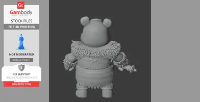 Winnie the Pooh Barbarian Ring Figure - Mashup Figure STL