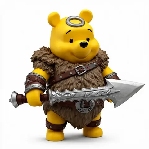Winnie the Pooh Barbarian Ring Figure - Mashup Figure STL