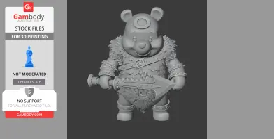 Winnie the Pooh Barbarian Ring Figure - Mashup Figure STL