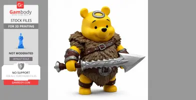 Winnie the Pooh Barbarian Ring Figure - Mashup Figure STL