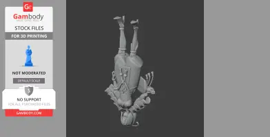 3D model of a detailed samurai warrior in armor, holding a sword, positioned upside down.