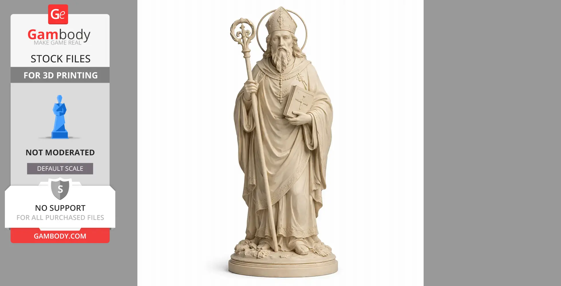 Saint Adalard of Corbie - Devotional Statue - STL 3D Print
