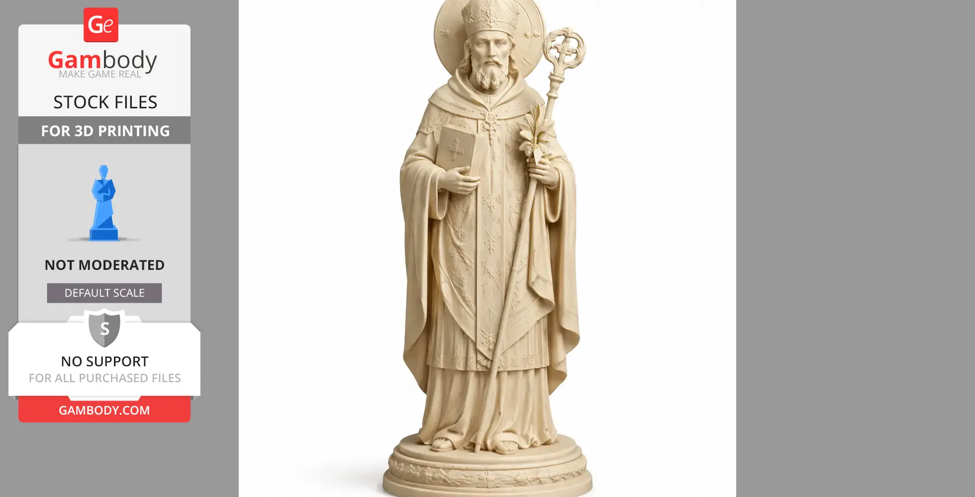 Saint Adalbard - Devotional Statue - STL 3D Print