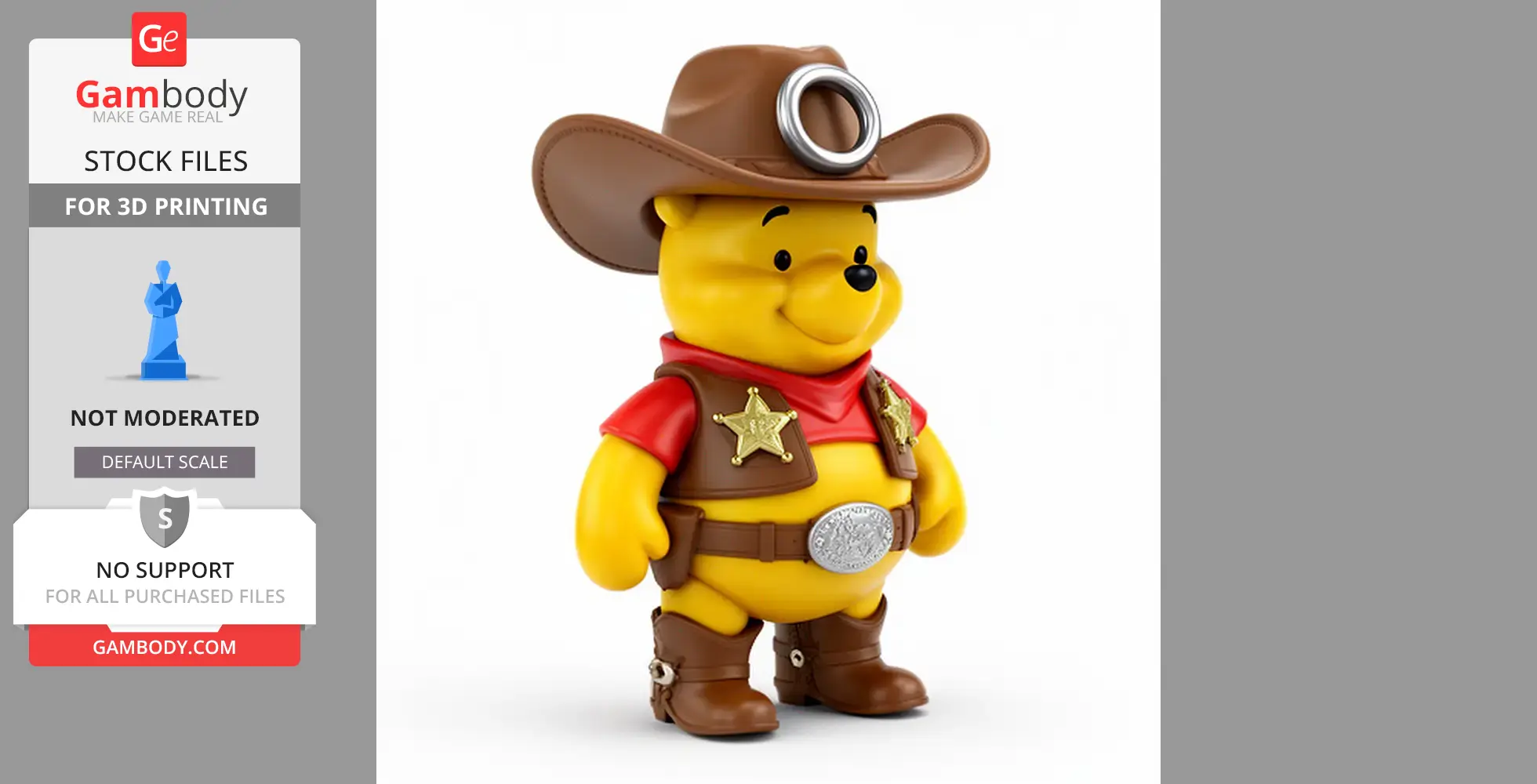 Winnie the Pooh Cowboy Ring Figure - Mashup Figure STL