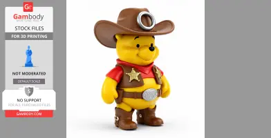 Winnie the Pooh Cowboy Ring Figure - Mashup Figure STL