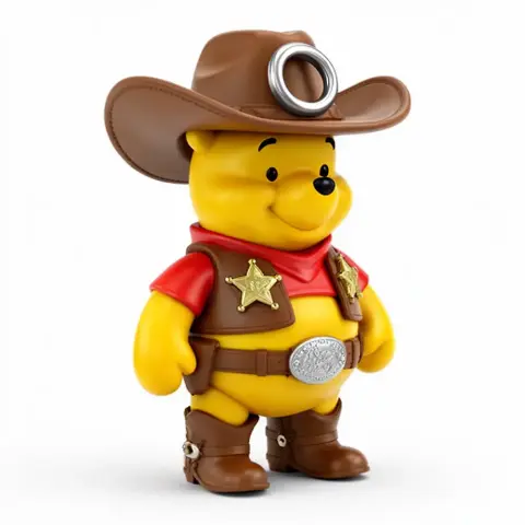 Winnie the Pooh Cowboy Ring Figure - Mashup Figure STL