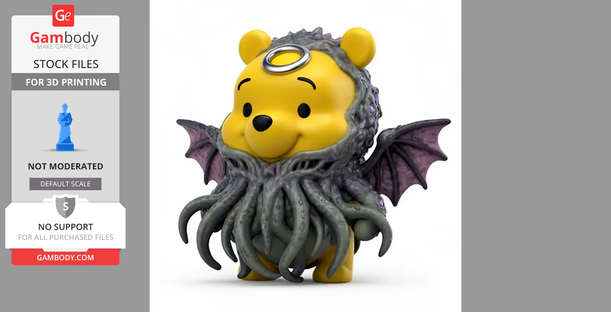 Winnie the Pooh Cthulhu Ring Figure - Mashup Figure STL