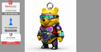 Winnie the Pooh Cyberpunk Ring Figure - Mashup Figure STL