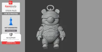 Winnie the Pooh Cyberpunk Ring Figure - Mashup Figure STL
