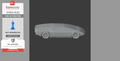 3D model of a sleek Bizzarrini Manta car, side view, for 3D printing.
