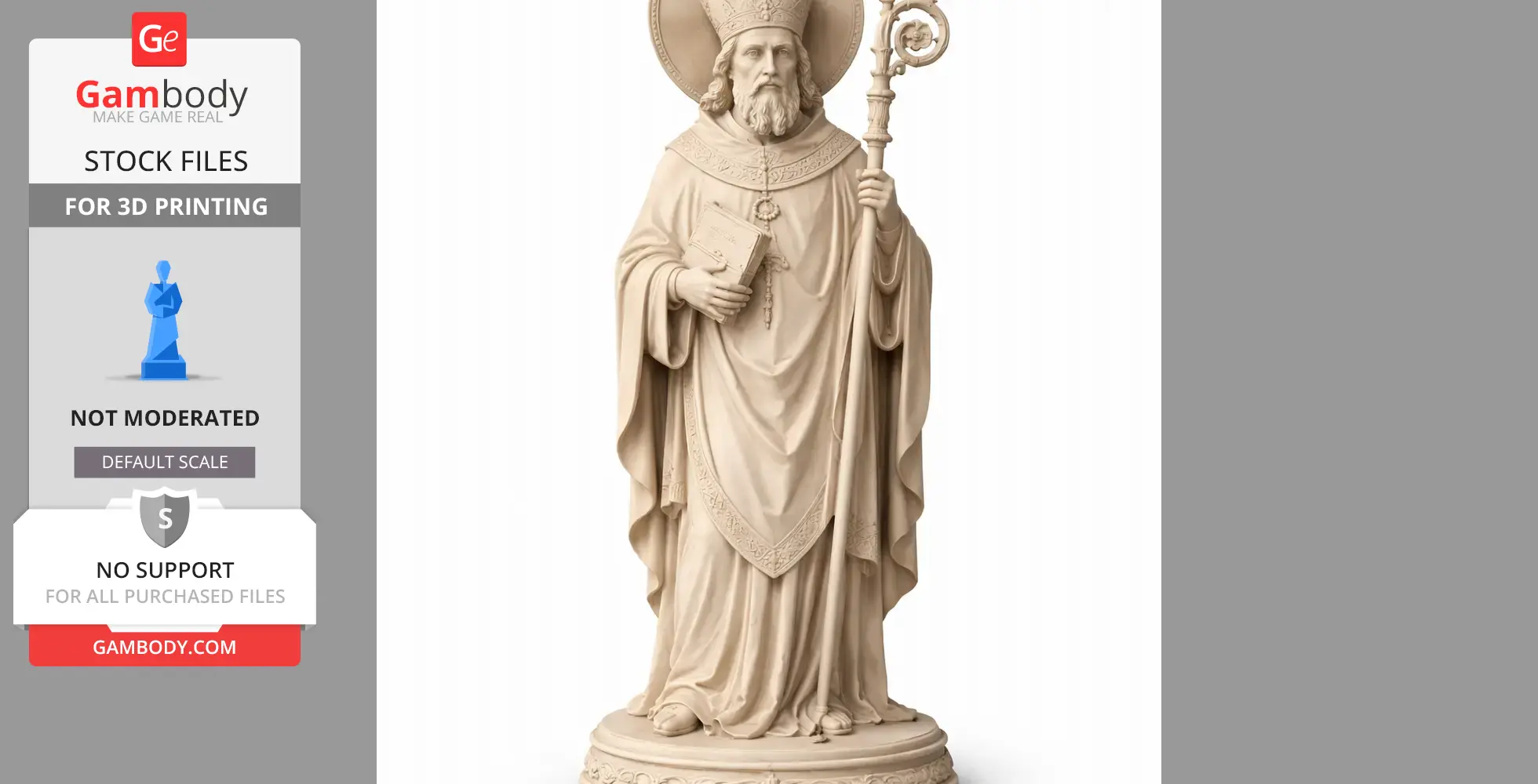 Saint Adalgott - Devotional Statue - STL 3D Print