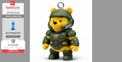 Winnie the Pooh Doom Slayer Ring Figure - Mashup Figure STL
