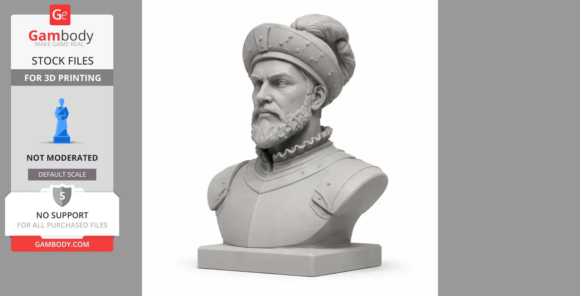 Vasco Nunez de Balboa Bust - Historical Warrior STL