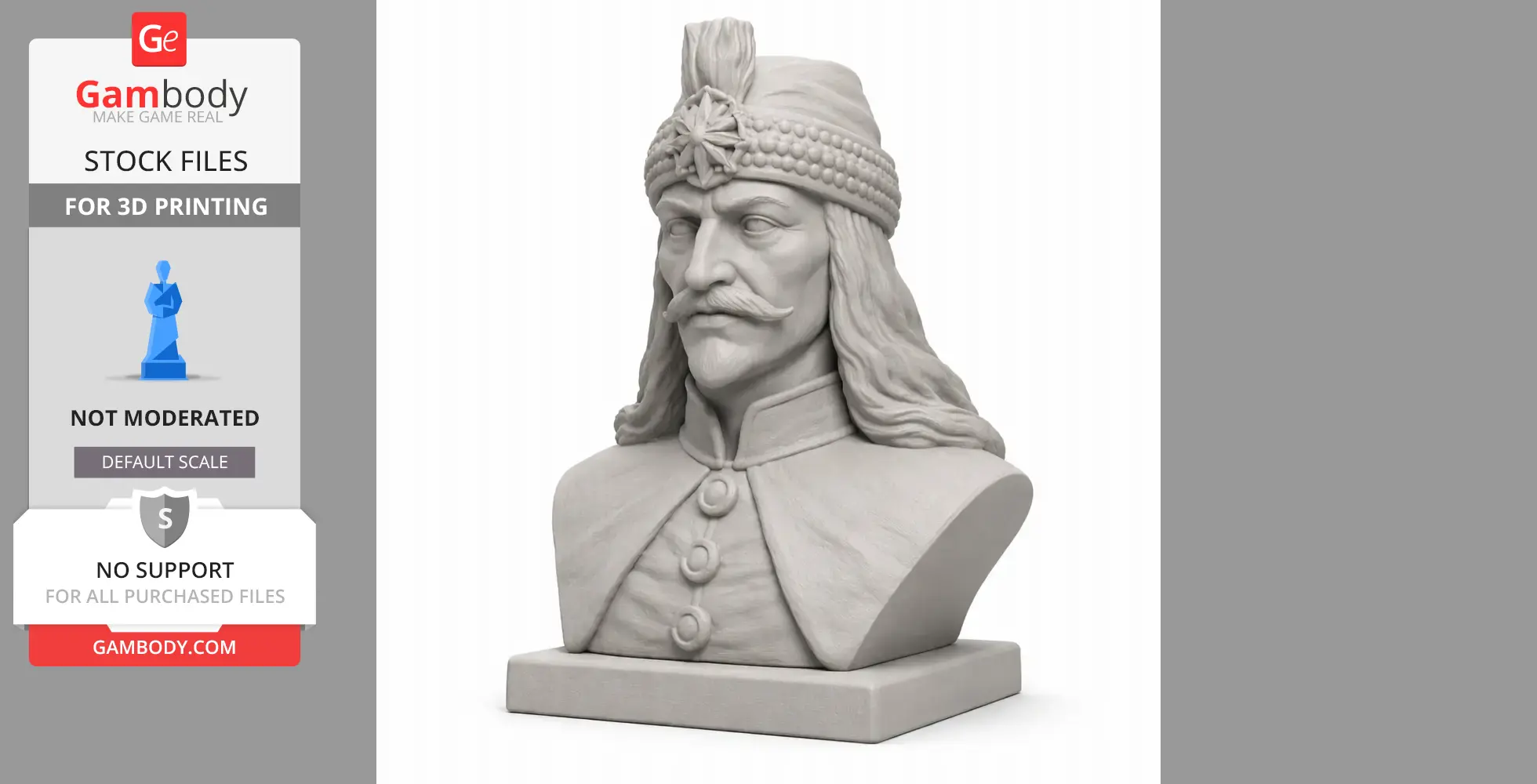 Vlad the Impaler Bust - Historical Warrior STL