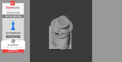 A top view of a 3D-printed historical bust with a detailed hat and ruffled collar.