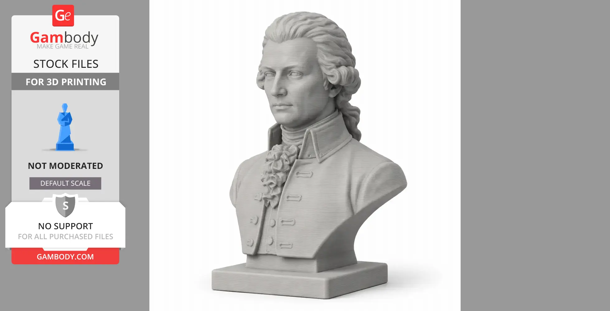 A detailed bust of a historical figure in elegant attire, designed for 3D printing.