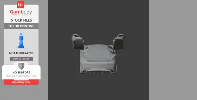 3D model of a BMW i8 car front view with opened gullwing doors, for 3D printing.