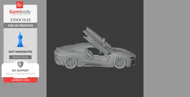 3D model of a BMW i8 car with open scissor doors, suited for 3D printing.
