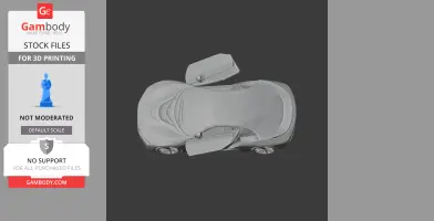 Top view of a 3D model BMW i8 car with open doors, designed for 3D printing.
