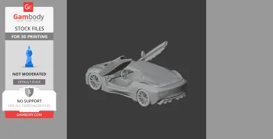 3D model of a BMW i8 car with open scissor doors, ready for 3D printing.