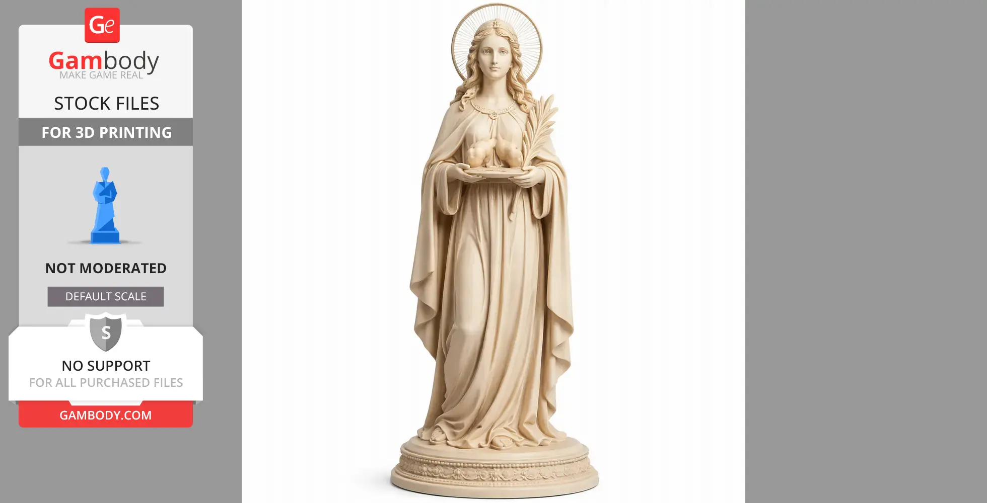 Saint Agatha - Devotional Statue - STL 3D Print