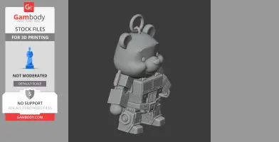 Mashup figure of Winnie the Pooh with Optimus Prime armor, designed as a ring for 3D printing.