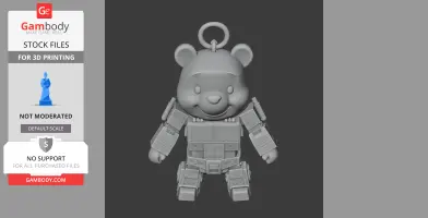 3D mashup model of Winnie the Pooh with Optimus Prime's robotic body and a ring on top.